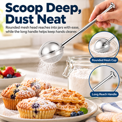 🥄Stainless Steel Long-Handled Mesh Flour Sifter/Duster — Suitable for Various Powders