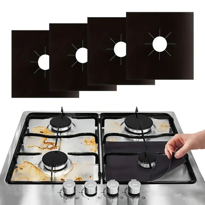 4-Pack Reusable Gas Stove Burner Liners | Non-Stick & Heat-Resistant Protectors 🍳✨