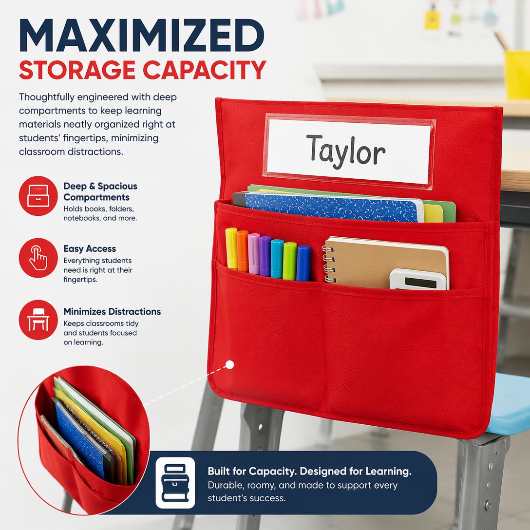 🎒Classroom chair back pocket