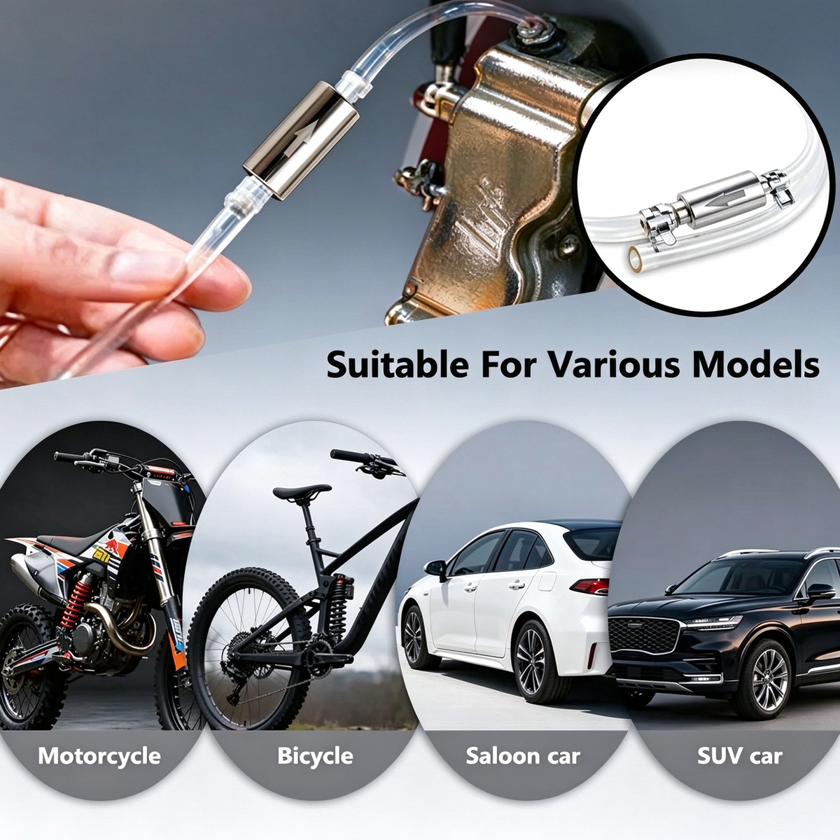Aluminum Alloy Car Brake Fluid Bleeding Hose Kit – Suitable for Cars and Motorcycles