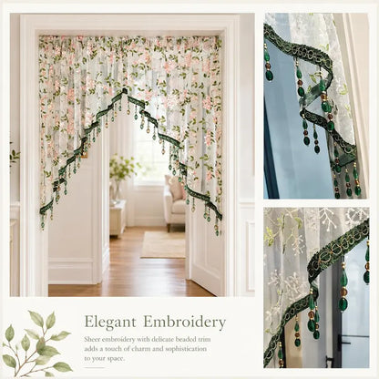 🚫🔨 Hole-free French floral door curtains