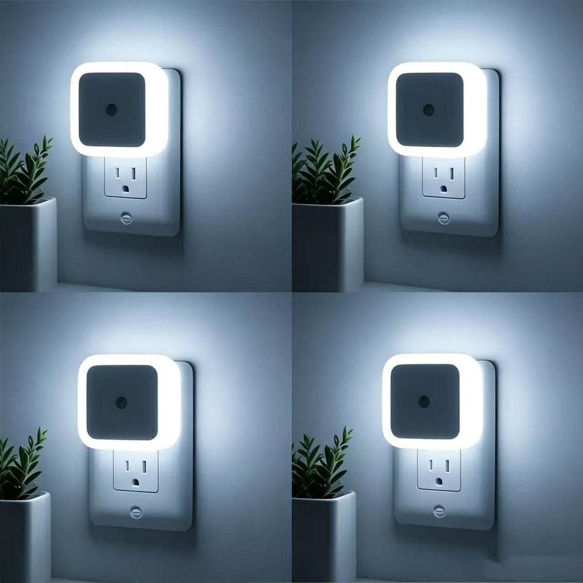 Creative Gift Intelligent LED Plug-in Energy-Saving Light-Controlling Night Light（4Pcs）