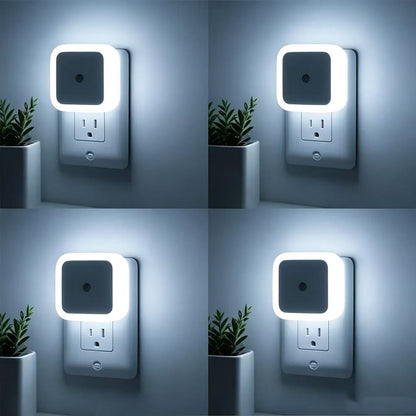 Creative Gift Intelligent LED Plug-in Energy-Saving Light-Controlling Night Light（4Pcs）