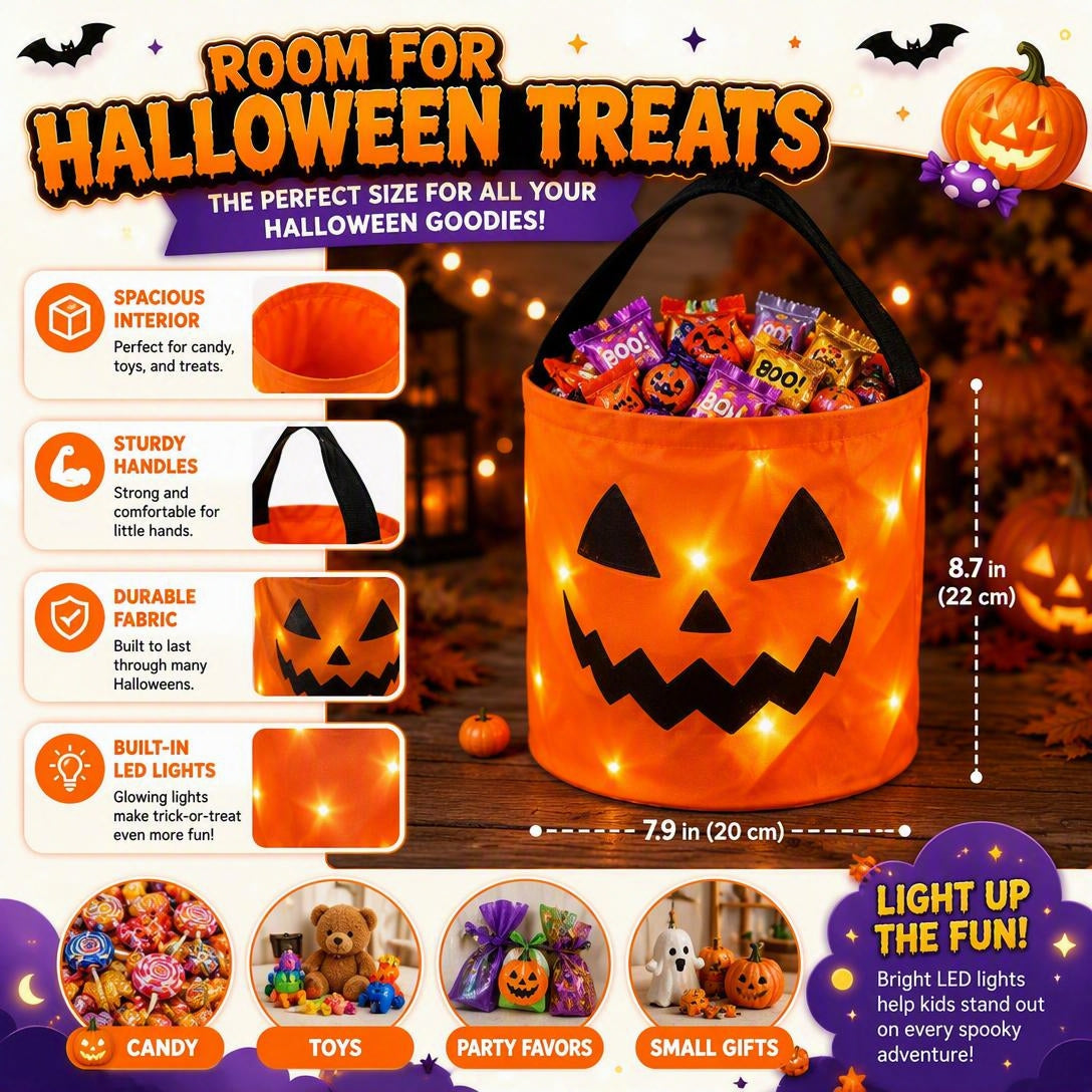 Halloween Candy Bucket with LED Lights
