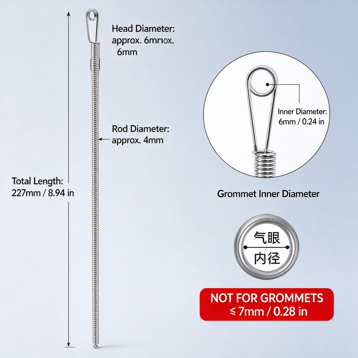Spring-Loaded Drawstring Threader (2-Piece Set) — Easy Drawstring Replacement Tool for Hoodies and Pants