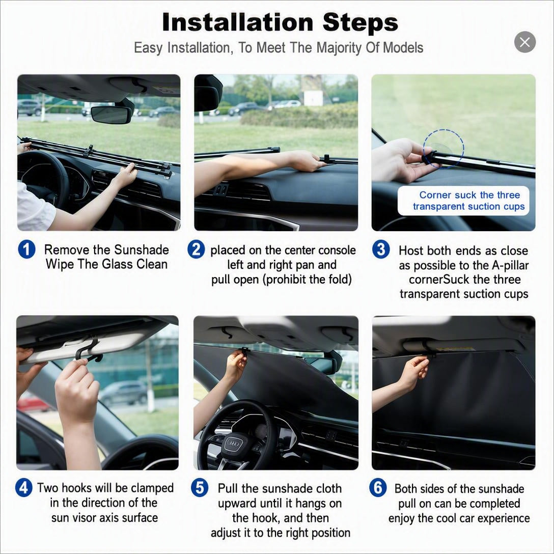 ☀️Windshield sunshade - Adjustable, automatic retractable type