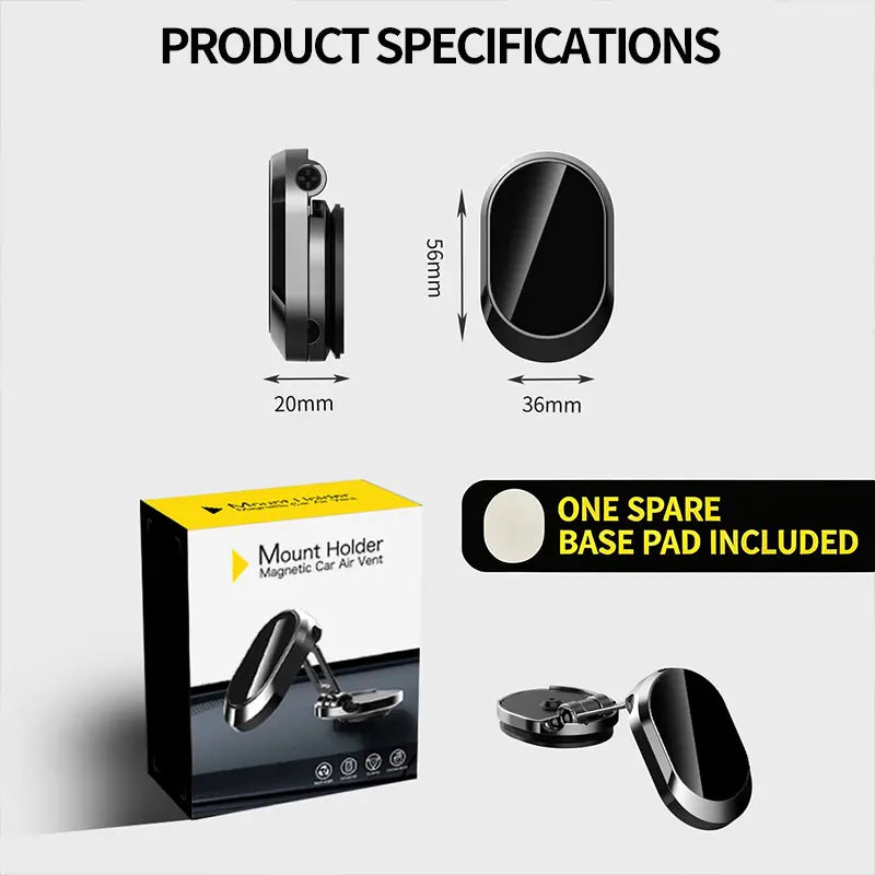 Foldable Metal Magnetic Car Phone Holder - 360° Rotating