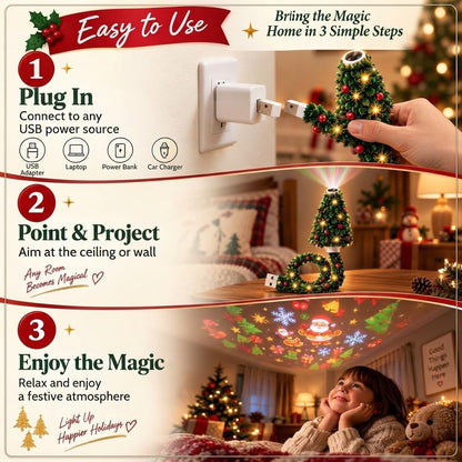 🎄Plug-and-Play HD USB Christmas Tree Projector with 6 Festive Scenes