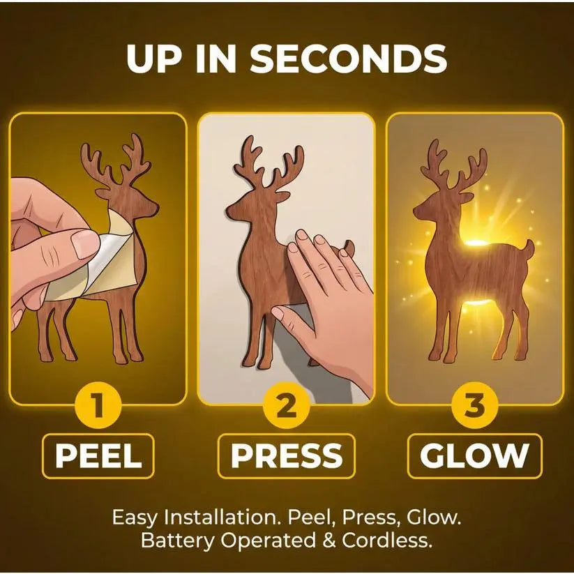 🎄 Lighted Christmas Wall Decor – Cordless Peel-and-Stick Holiday Display