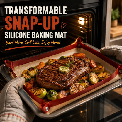 🍪 Transformable Snap-Up Silicone Baking Mat | 2-in-1 Non-Stick Baking Tray