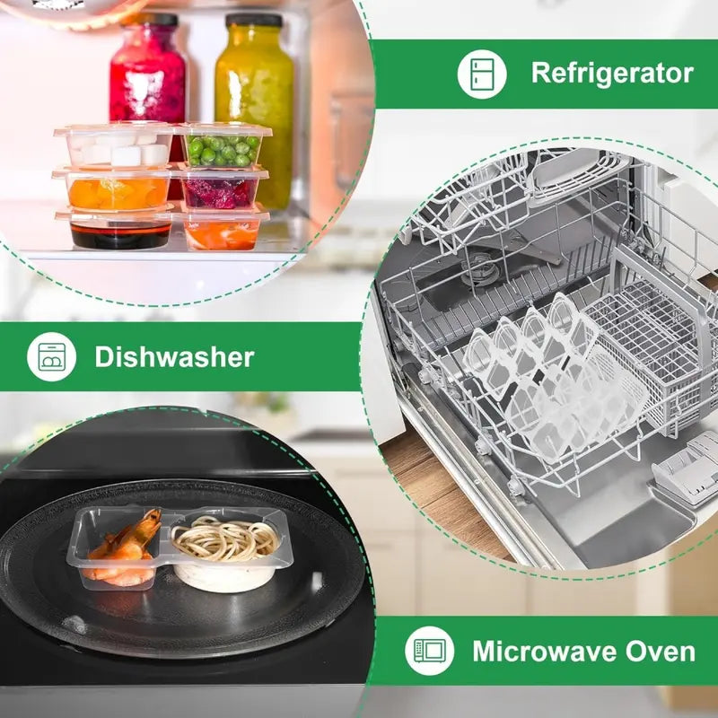 ♻️10-pack reusable double-compartment snack and seasoning containers