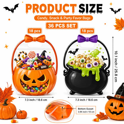 🎃 Halloween Goodie Bags with Handles | Clear Candy & Treat Bags 👻🍬