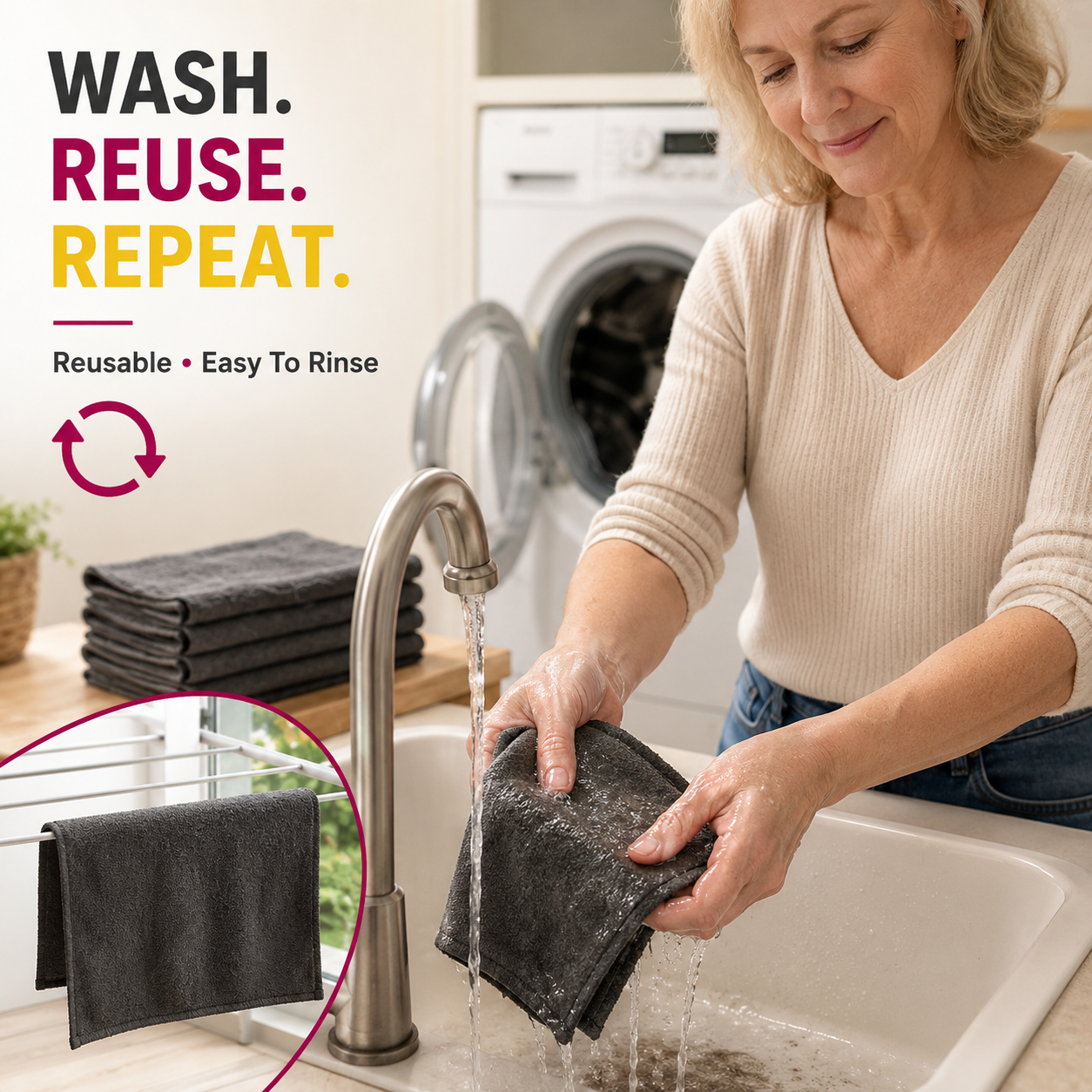 ✨ Ultra-Absorbent Magic Microfiber Cleaning Cloth (5-Pack) | Streak-Free & Chemical-Free Cleaning For Any Surface! 🧽🔥