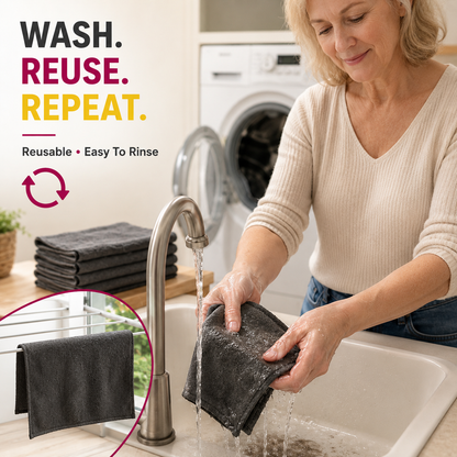 ✨ Ultra-Absorbent Magic Microfiber Cleaning Cloth (5-Pack) | Streak-Free & Chemical-Free Cleaning For Any Surface! 🧽🔥