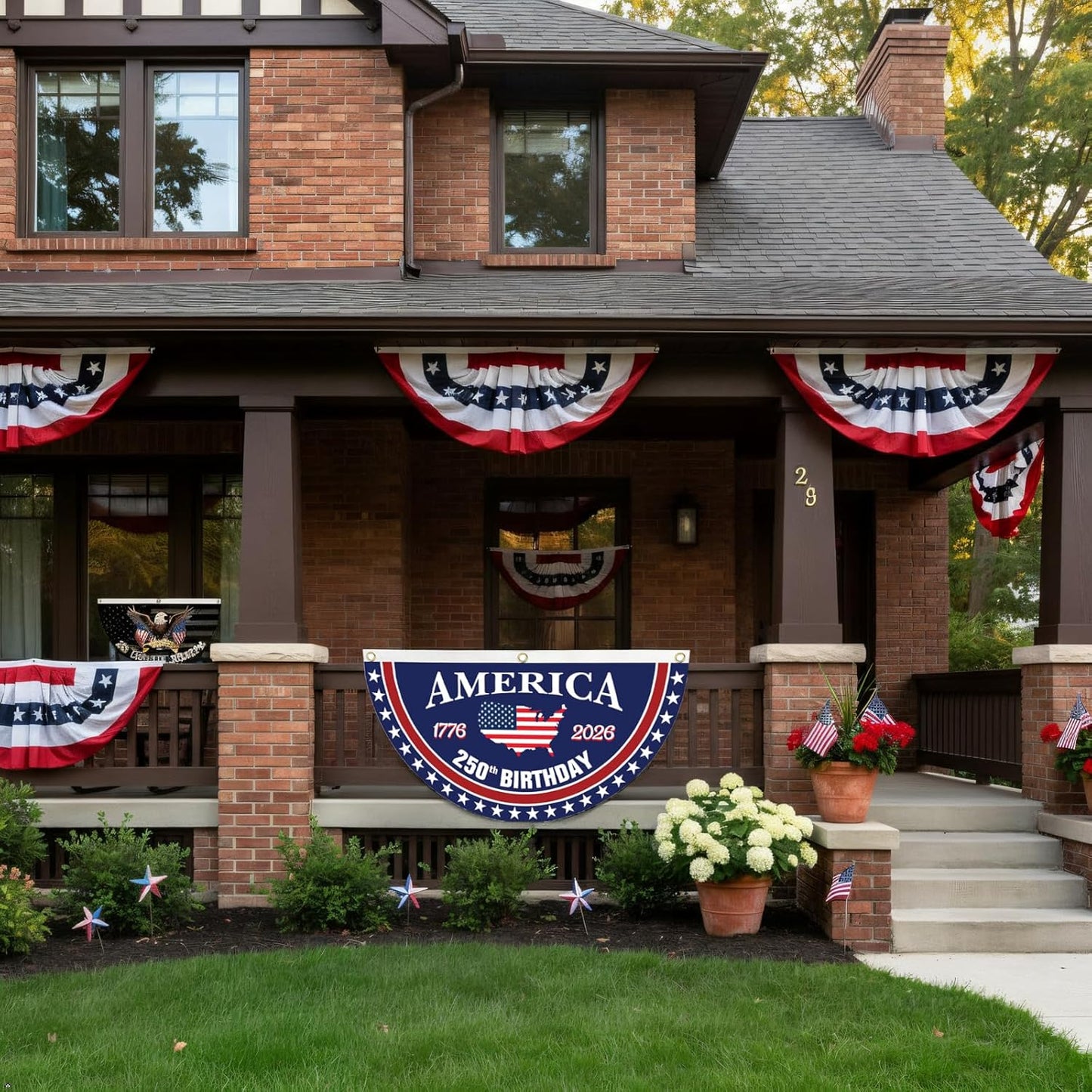 🔥Hot Sale 49% off🌟🦅 America 250th Birthday Semicircular Independence Day Porch Decor Flag