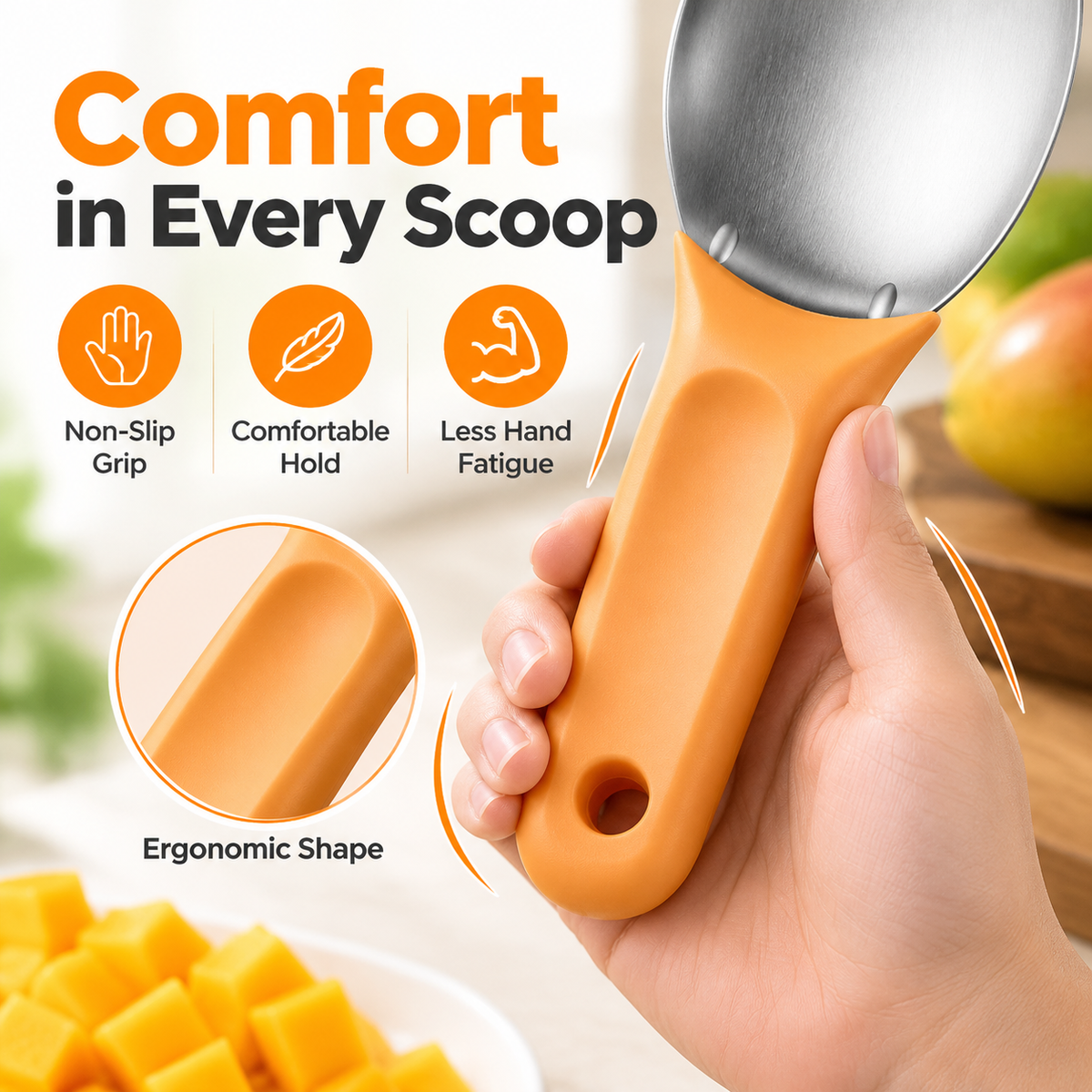 🥭Stainless Steel Mango Pitter/Slicer – With Non-Slip Handle