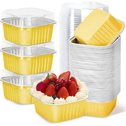🎂💖 5oz Mini Aluminum Foil Bakeware Pans with Plastic Lids