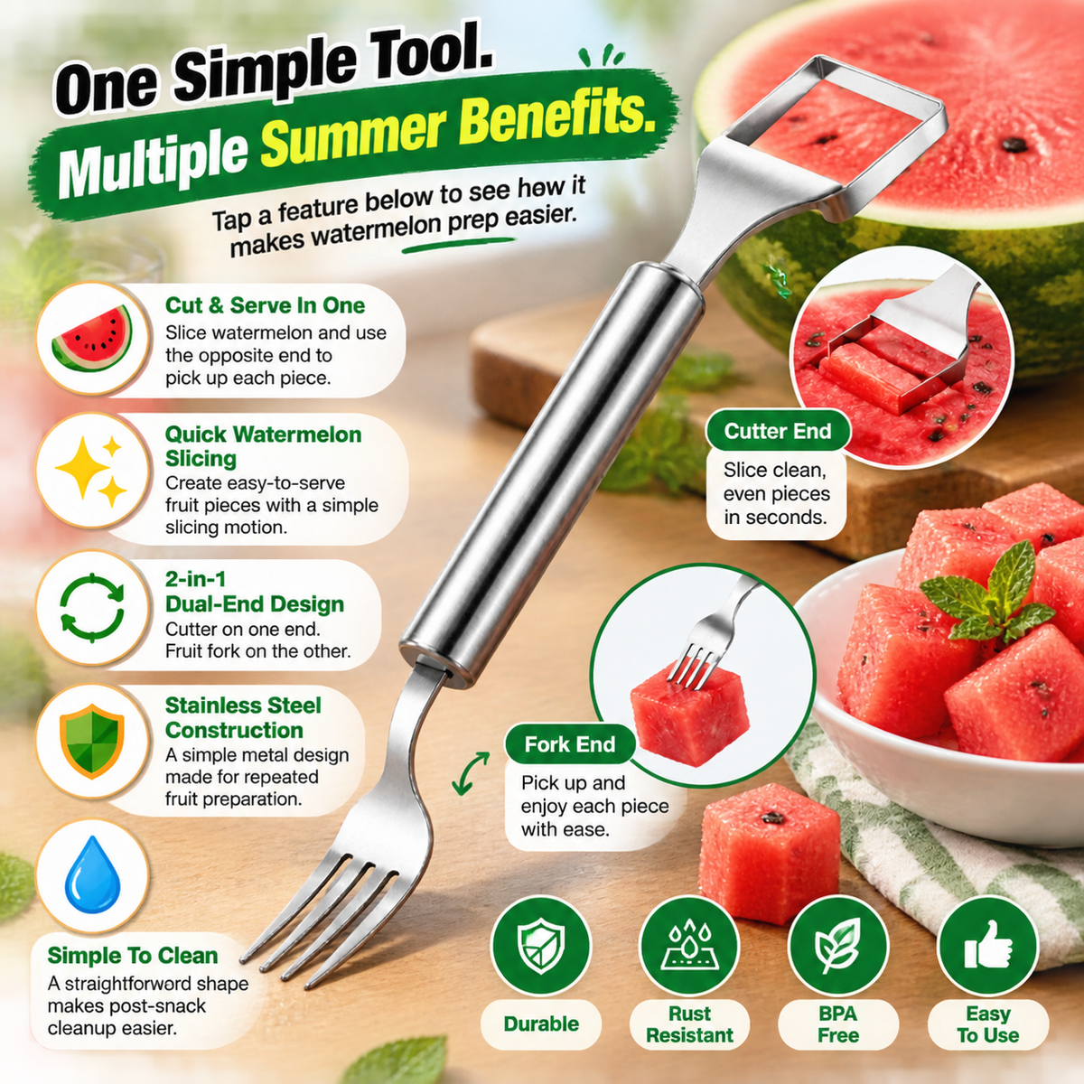 2-in-1 Easy Watermelon Slicer & Fork