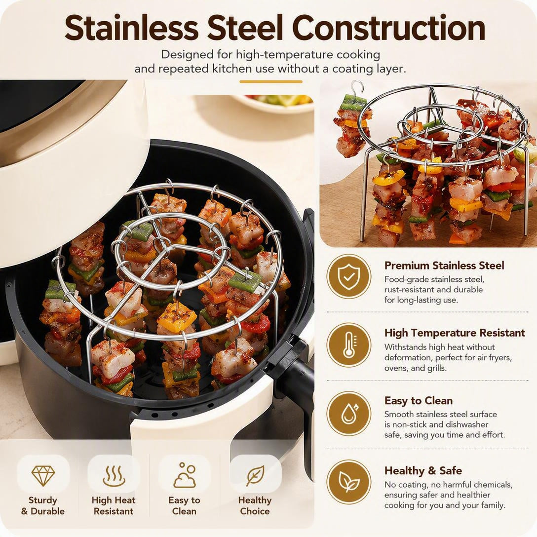 304 Stainless Steel Air Fryer Skewer Rack 360° Baking
