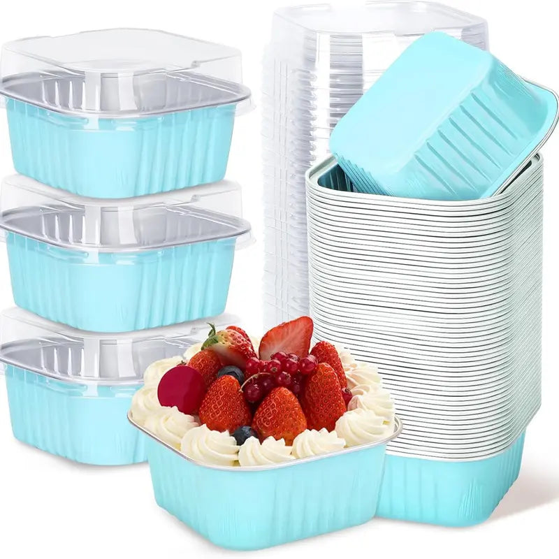 🎂💖 5oz Mini Aluminum Foil Bakeware Pans with Plastic Lids