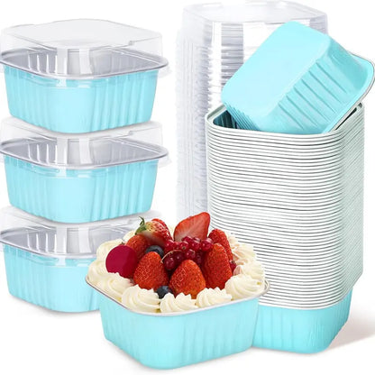 🎂💖 5oz Mini Aluminum Foil Bakeware Pans with Plastic Lids