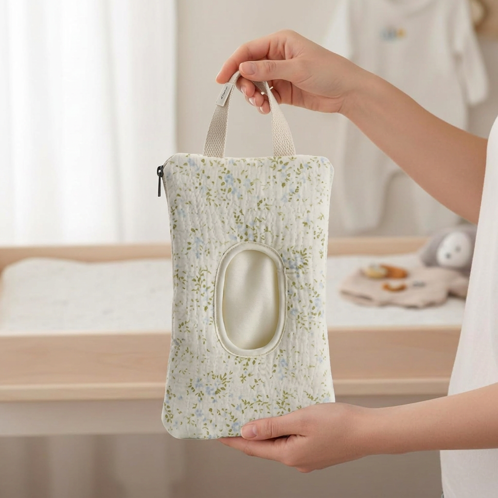 🌸Hangable floral pattern wet wipes bag
