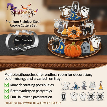 🎃Halloween Stainless Steel Cookie Cutters – 12 Spooky Shapes