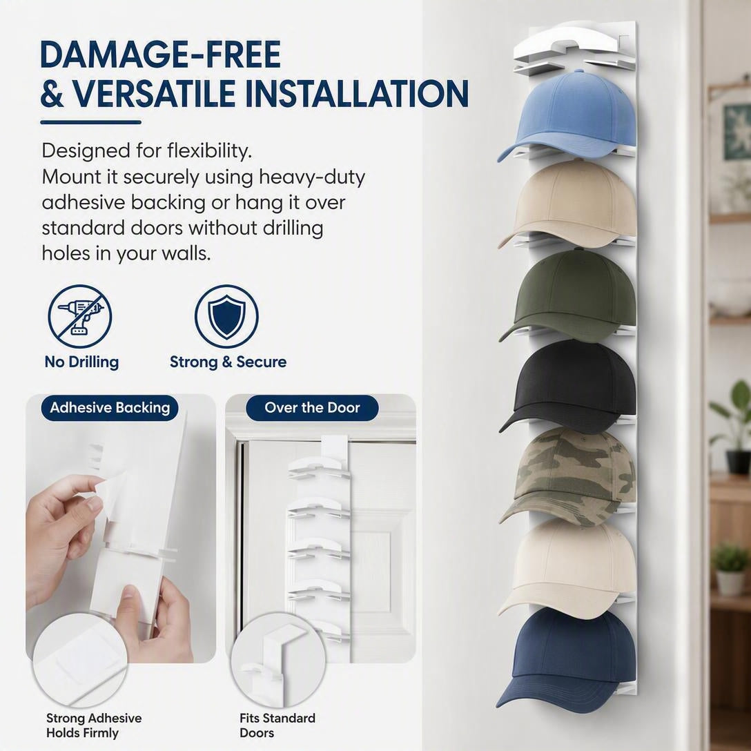 🧢2-pack wall-mounted baseball cap storage rack