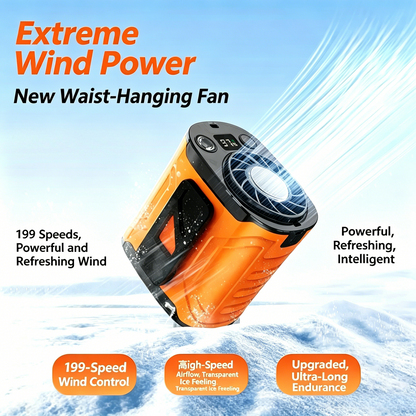 💨 Wearable Portable Waist Fan with Cellphone Stand and Double Clips