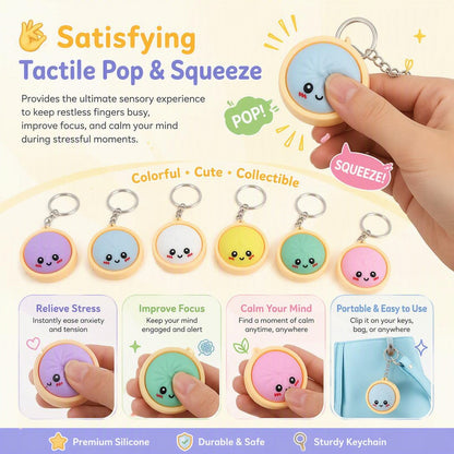 🥟Cute dumpling-shaped push-button stress-relieving keychain