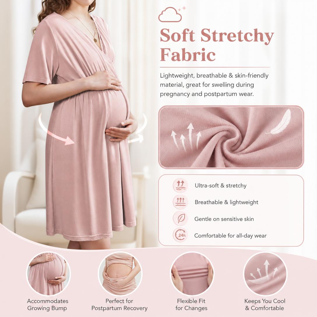 🤱Short-sleeved maternity and nursing wear with buttons.