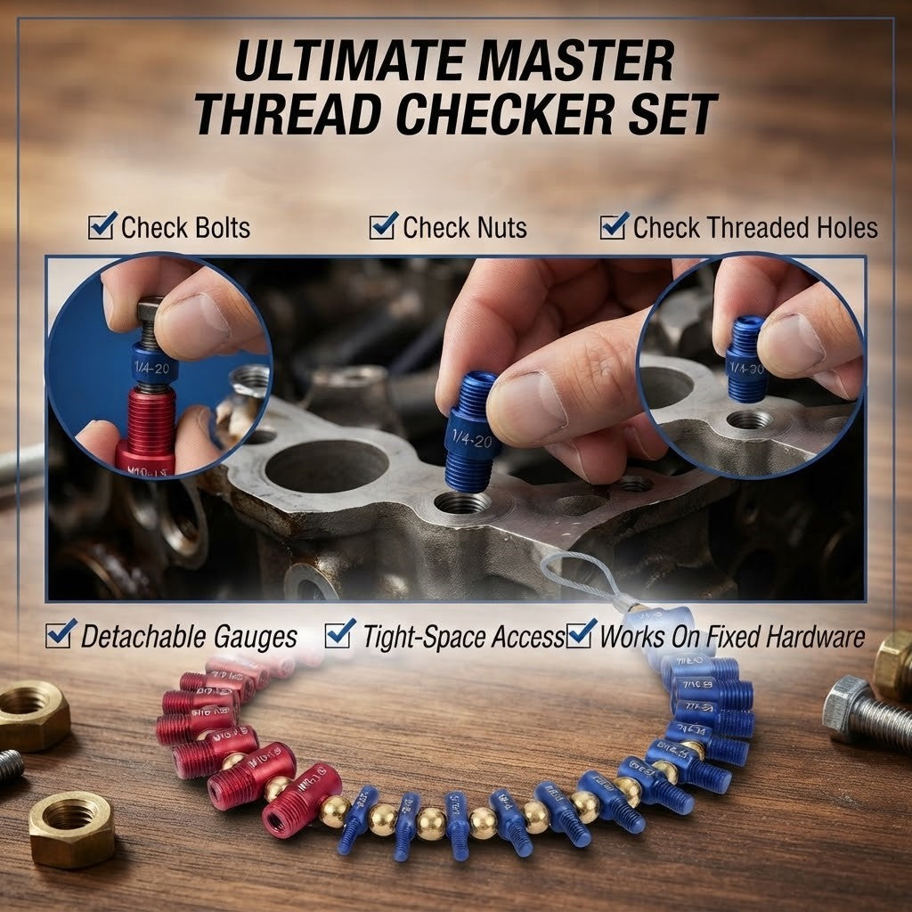26-Piece Detachable Nut & Bolt Thread Gauge