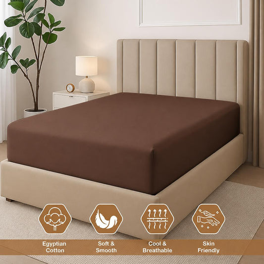 🛏️100% Egyptian cotton fitted sheet (fits 12-inch mattresses)
