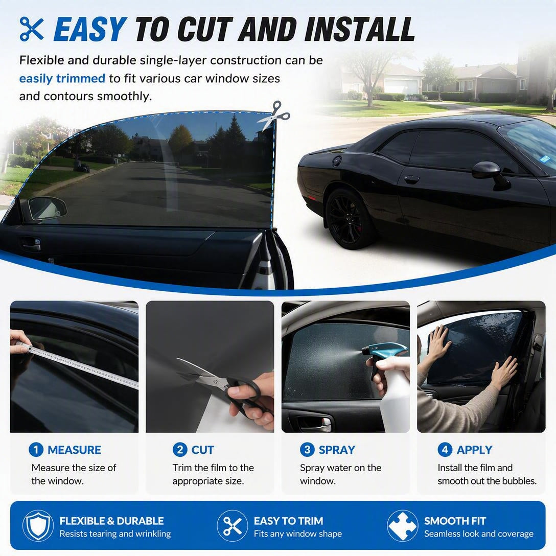 ☀️Single-layer black automotive window shading film