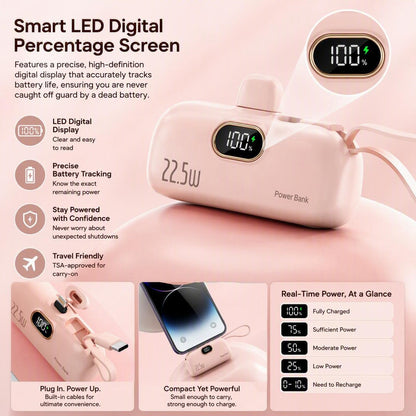 🔋5000mAh Mini Portable Power Bank