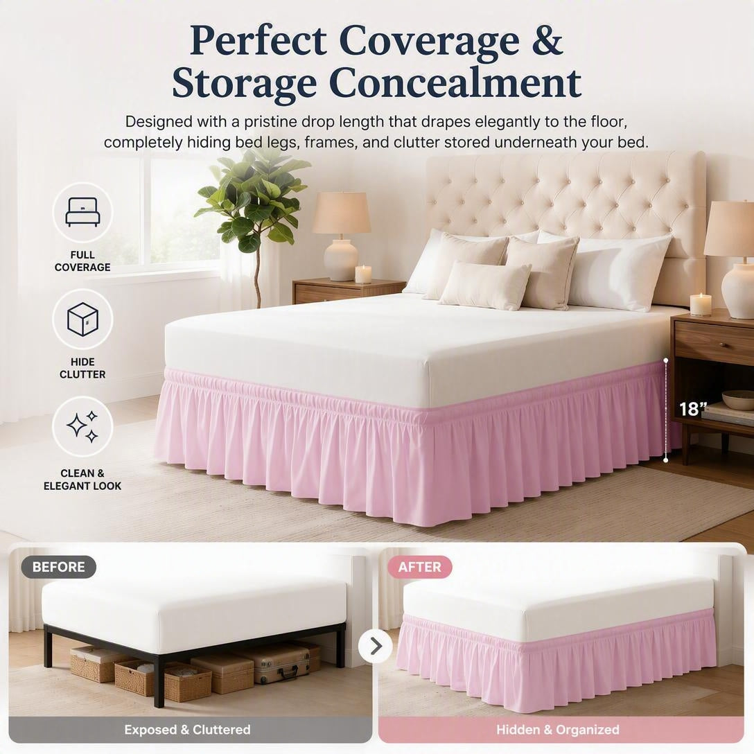 🛏️Elegant Elastic Wrap-Around Bed Skirt