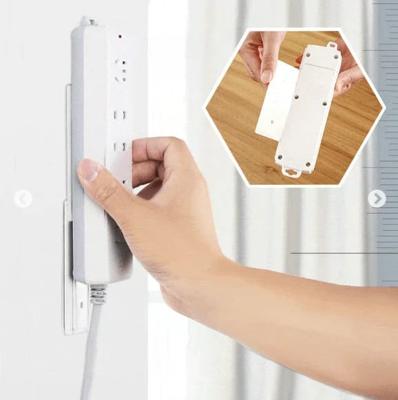 Buy 3 Get 2 Free ✨ Say Goodbye to Messy Cords! Self-Adhesive Socket Organizer & Power Strip Wall Mount 🛠️