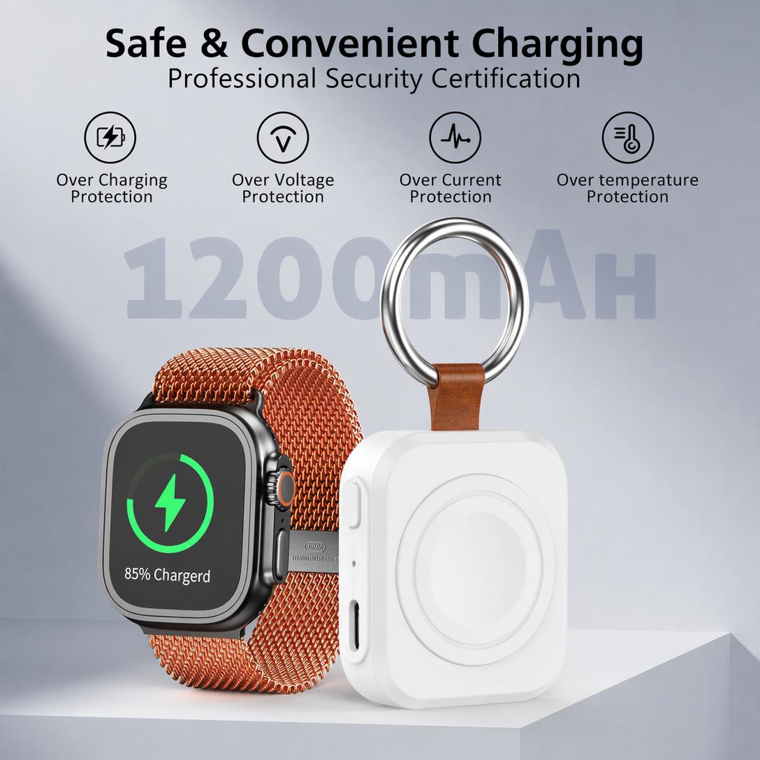 ⚡⌚1200mA Portable Magnetic Watch Wireless Charger