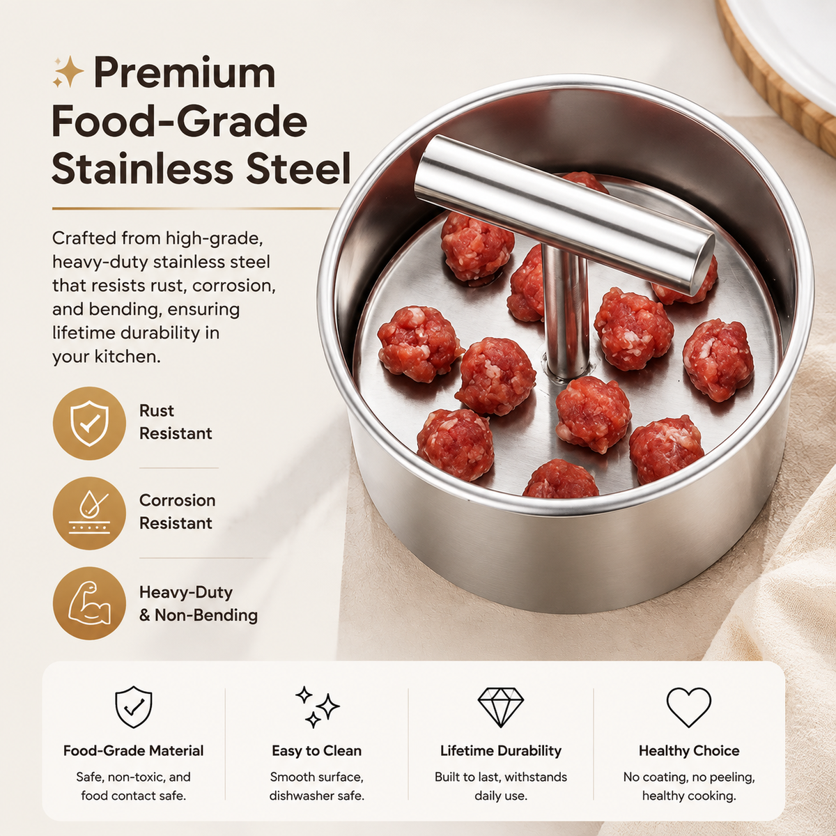 ⚡Upgrade 6/12 Ball Manual Meatball Maker Tool