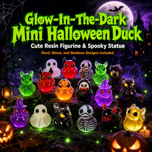 👻🎃Glow-In-The-Dark Mini Halloween Duck Set - Luminous Resin Figurines & Spooky Statues for Desk & Micro-Landscapes