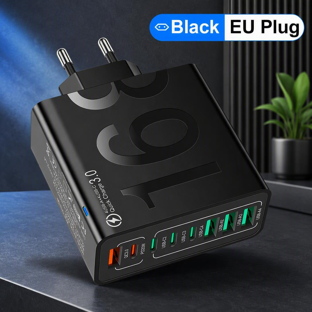 Portable Smart 8-Port Charger, Suitable For A Variety Of Devices