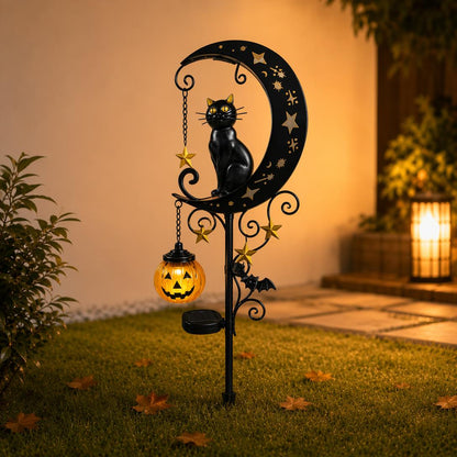 🌙🎃Halloween Black Cat Pumpkin Moon Ground Lamp