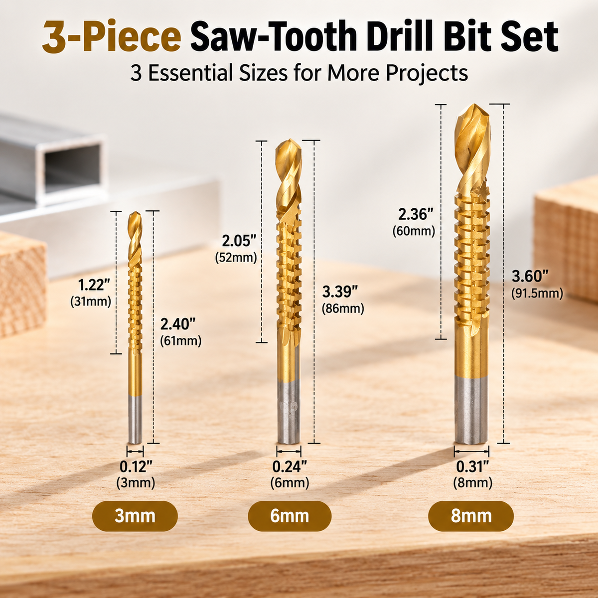 ⚙️Titanium-coated high-speed steel drill bit kit, suitable for metalworking and wood drilling