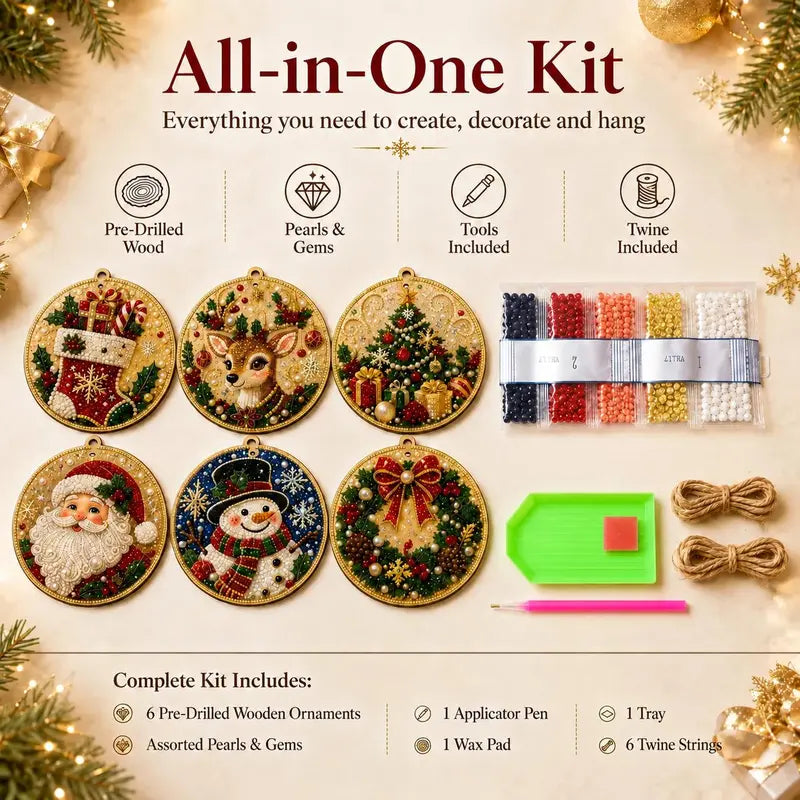 🎄💎6-Piece Christmas DIY Diamond Painting Decoration Set - Perfect for Holiday Home Parties