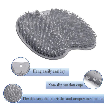✨ Silicone Shower Scrubber Mat with Wall-Mounted Suction Cups