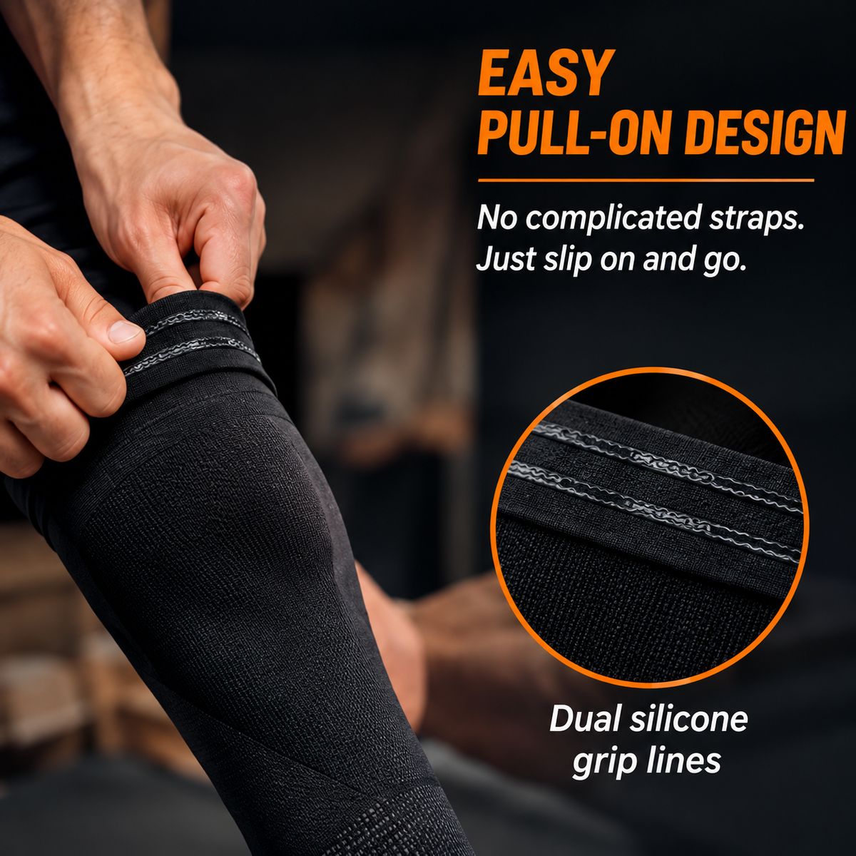 Copper-Infused Full-Leg Compression Sleeve — Unisex Slip-On Athletic Gear (Pair)