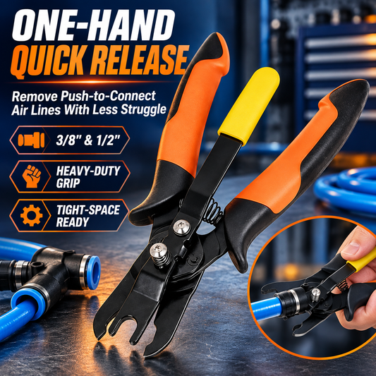 One-Hand Op. Heavy Duty Push-to-Connect Air Hose Connector Remover Pliers
