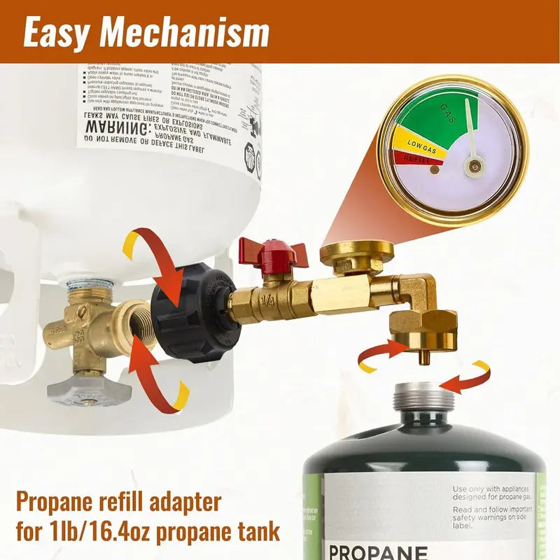 💰⛽ Propane Refill Adapter with Valve & Gauge