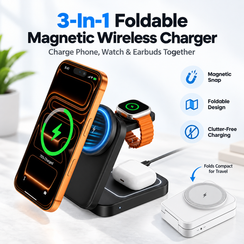 3-In-1 Foldable Magnetic Wireless Charger