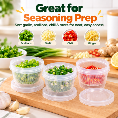 🥬5-Pack Multifunctional Food Storage Containers – With Drain Colander and Airtight Lid